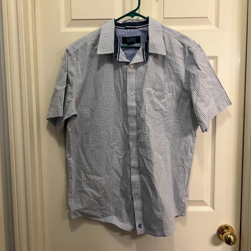 Cody James Core Men’s White & Blue Pattern Short Sleeve Western Shirt Medium
